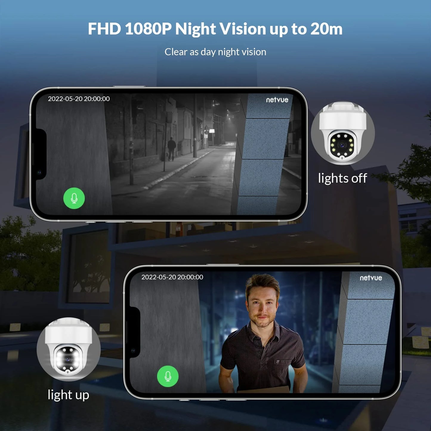 Outdoor Security Cameras Wireless Wi-Fi, 360° View, Only 2.4G Wifi