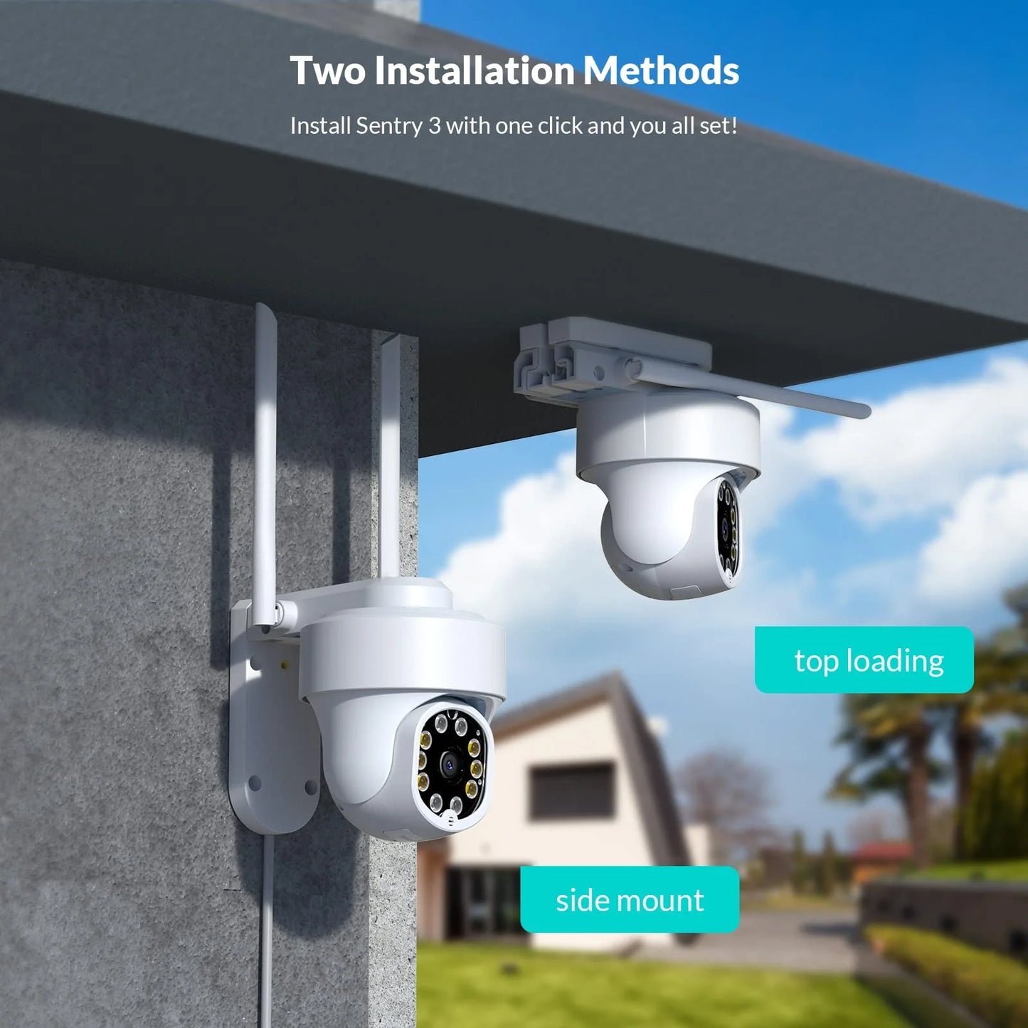 Outdoor Security Cameras Wireless Wi-Fi, 360° View, Only 2.4G Wifi
