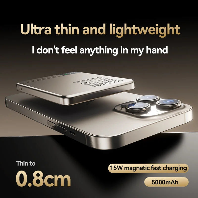 10000mAh Magnetic Wireless Power Bank For MagSafe Fast Charging High Capacity Slim Portable Battery For iPhone 16/15/14/13/12