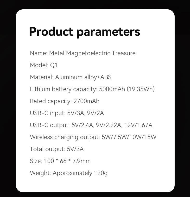 10000mAh Magnetic Wireless Power Bank For MagSafe Fast Charging High Capacity Slim Portable Battery For iPhone 16/15/14/13/12