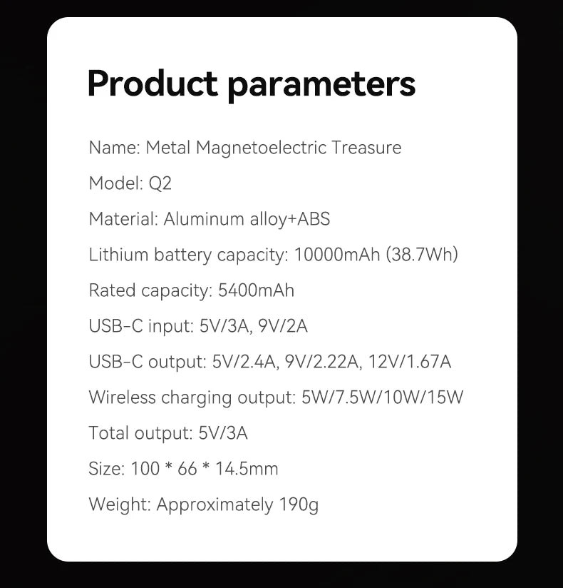 10000mAh Magnetic Wireless Power Bank For MagSafe Fast Charging High Capacity Slim Portable Battery For iPhone 16/15/14/13/12