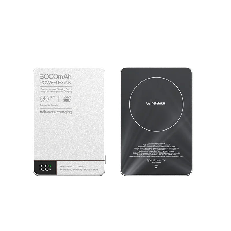 10000mAh Magnetic Wireless Power Bank For MagSafe Fast Charging High Capacity Slim Portable Battery For iPhone 16/15/14/13/12