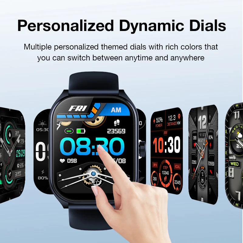 2025 Smart Watch 2.01" IPS HD Display | IP68 Waterproof | Bluetooth 5.3 | 3D Curved Glass | Smart Features:Voice Assistant
