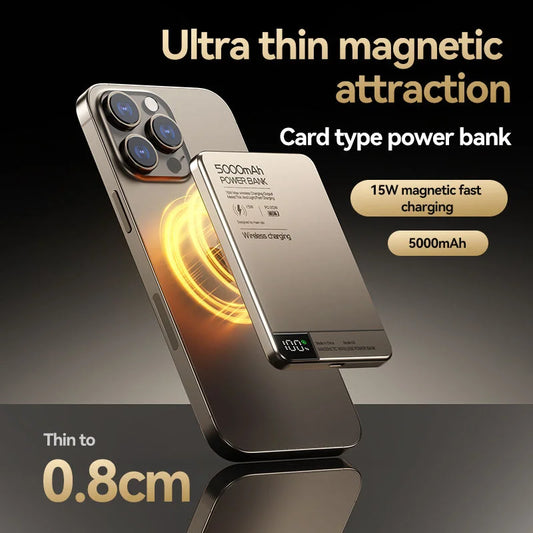 10000mAh Magnetic Wireless Power Bank For MagSafe Fast Charging High Capacity Slim Portable Battery For iPhone 16/15/14/13/12
