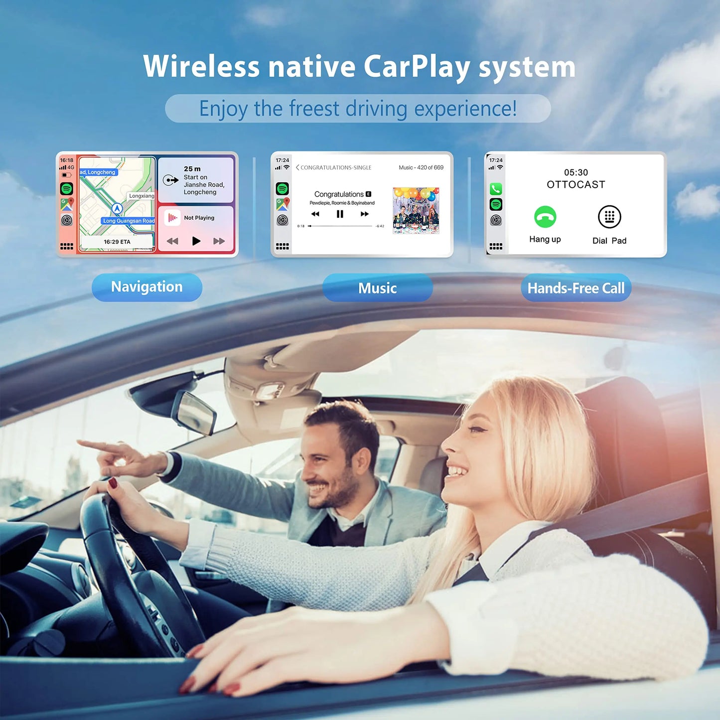 OTTOCAST U2AIR Wireless CarPlay Adapter for Bluetooth WiFi USB Dongle Car Accessories for VW Benz Audi Toyota Chevrolet Chery