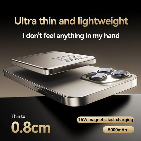 10000mAh Magnetic Wireless Power Bank For MagSafe Fast Charging High Capacity Slim Portable Battery For iPhone 16/15/14/13/12