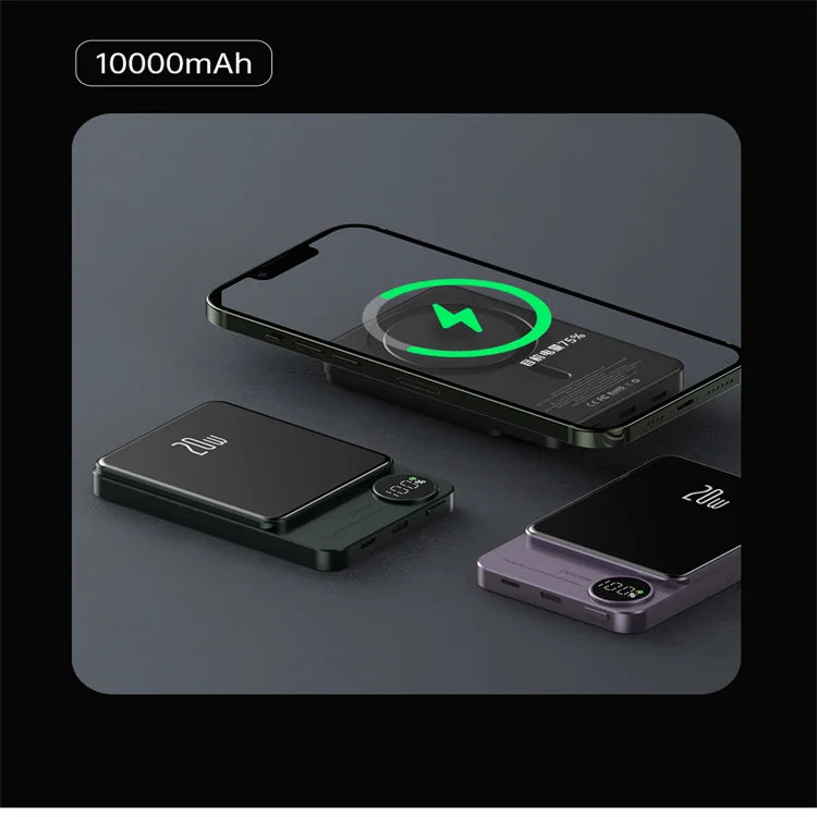 10000mAh Alloy Magnetic Powerbank Magnetic Power Bank Wireless Fast Charger For iPhone 15 14 13 12 11 Backup battery For Magsafe