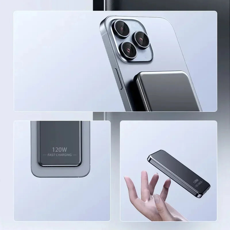 Magnetic Wireless Power Bank Portable 10000mah 120W  Fast Charger Outdoor Travel iOS System iphone 15 Charging Equipment