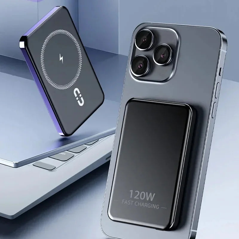 Magnetic Wireless Power Bank Portable 10000mah 120W  Fast Charger Outdoor Travel iOS System iphone 15 Charging Equipment