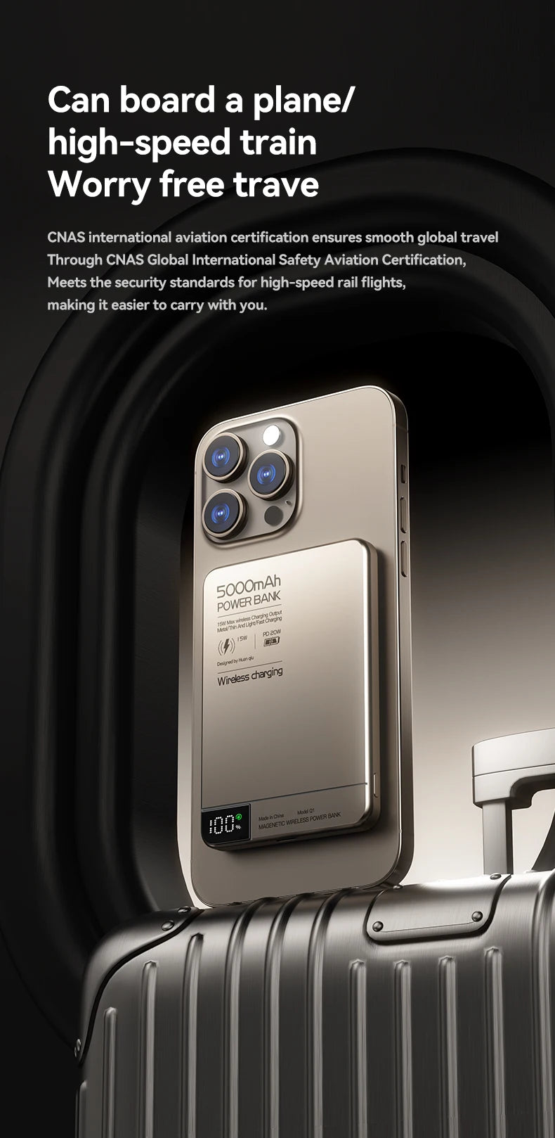 10000mAh Magnetic Wireless Power Bank For MagSafe Fast Charging High Capacity Slim Portable Battery For iPhone 16/15/14/13/12