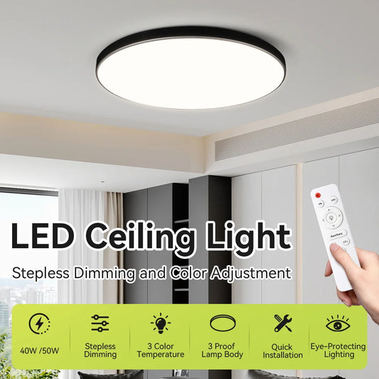 Smart LED Ceiling Light Modern Lustre Dimmable Ceiling Lighting 3 Colors Remote Control Lamp for Living Room Bedroom Home Decor