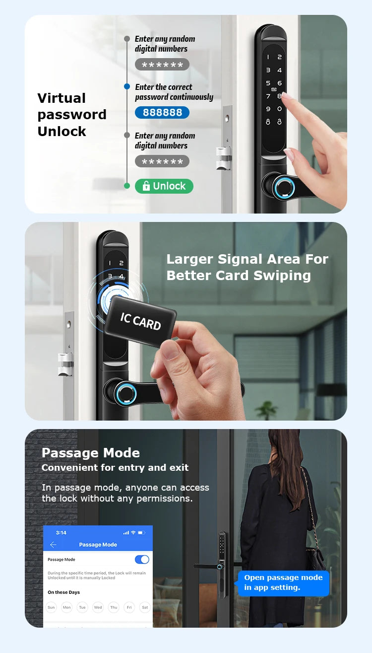 Home intelligent door lock smart keys Digital door lock biometrics digital lock ttlock app electronic aluminum sliding door lock
