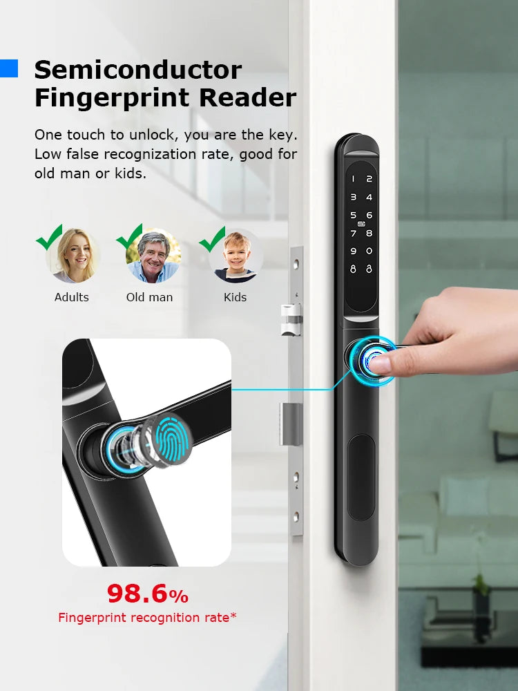 Home intelligent door lock smart keys Digital door lock biometrics digital lock ttlock app electronic aluminum sliding door lock