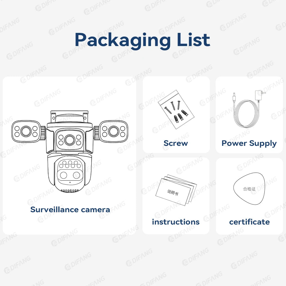 10K Home Security WiFi Camera Four Len Four Screen 360° 10X Zoom CCTV 20MP Wireless Surveillance IP Cam Security Protection