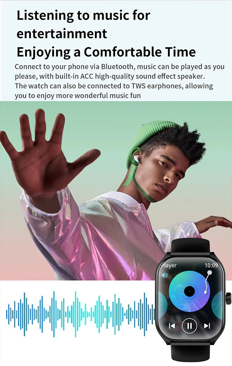 2025 Smart Watch 2.01" IPS HD Display | IP68 Waterproof | Bluetooth 5.3 | 3D Curved Glass | Smart Features:Voice Assistant