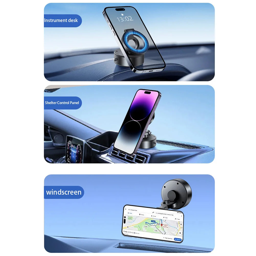 Magnetic Car Phone Holder Car Dash Phone Mount Tri-fold Foldable Phone Stand Hands Free Smartphone Support Car Accessories