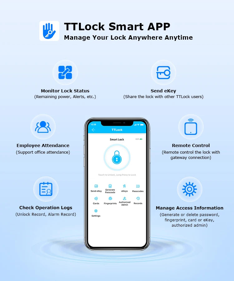 Home intelligent door lock smart keys Digital door lock biometrics digital lock ttlock app electronic aluminum sliding door lock