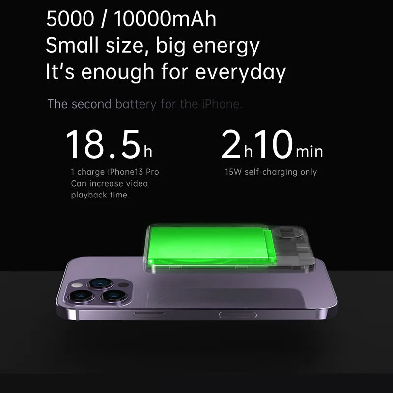 10000mAh Alloy Magnetic Powerbank Magnetic Power Bank Wireless Fast Charger For iPhone 15 14 13 12 11 Backup battery For Magsafe