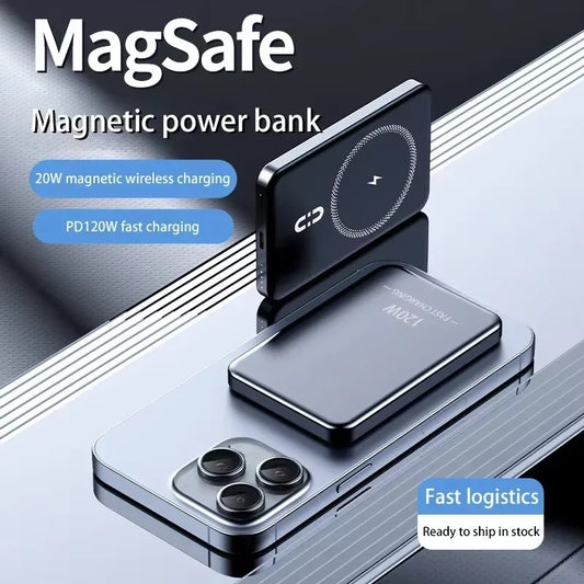 Magnetic Wireless Power Bank Portable 10000mah 120W  Fast Charger Outdoor Travel iOS System iphone 15 Charging Equipment