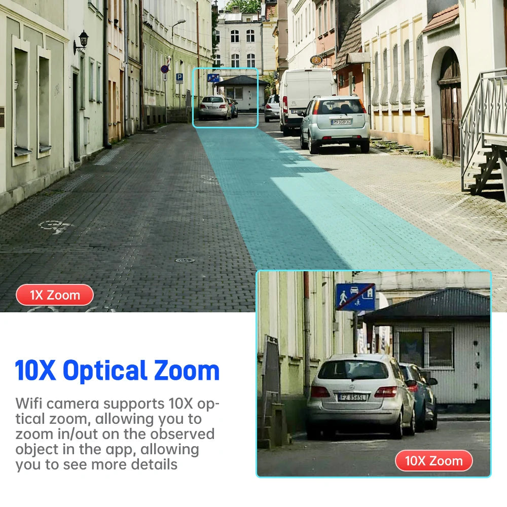 10K Home Security WiFi Camera Four Len Four Screen 360° 10X Zoom CCTV 20MP Wireless Surveillance IP Cam Security Protection