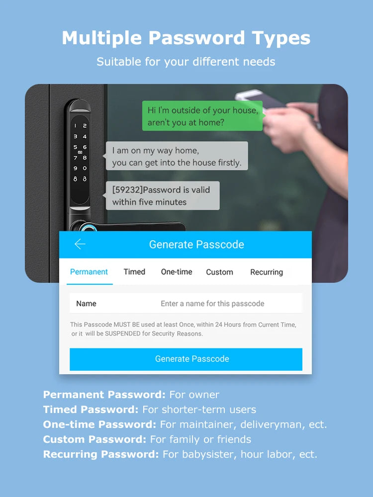 Home intelligent door lock smart keys Digital door lock biometrics digital lock ttlock app electronic aluminum sliding door lock