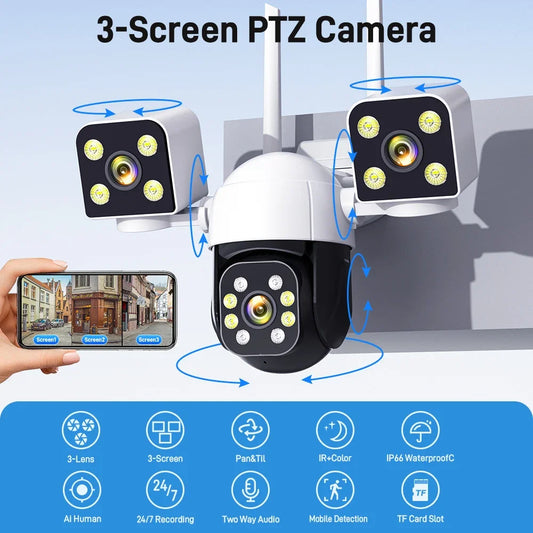 Smart Home 900W WiFi Security Camera with 360 Degree Wireless Outdoor Surveillance Full Color Night Vision Alarm Sound Effect