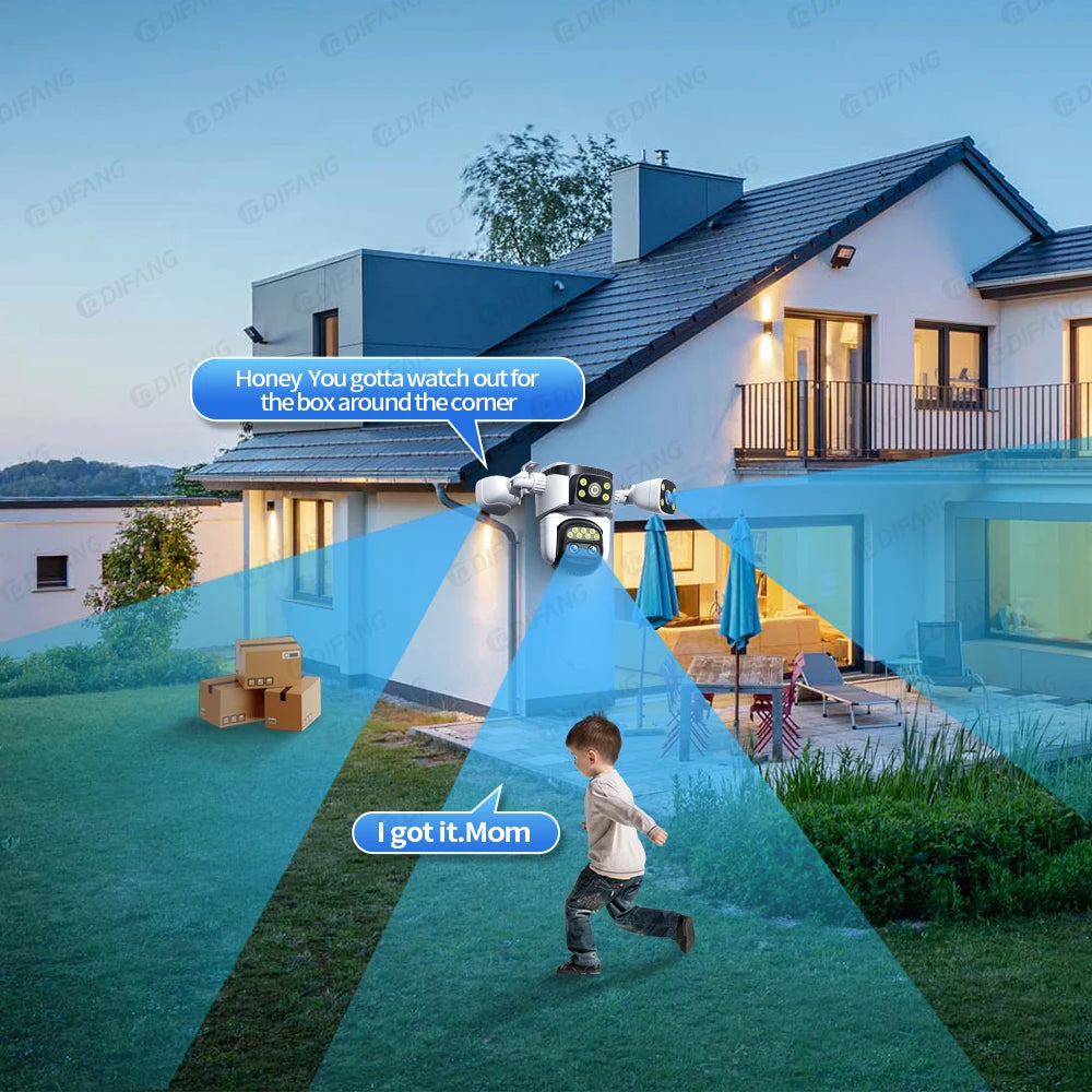 10K Home Security WiFi Camera Four Len Four Screen 360° 10X Zoom CCTV 20MP Wireless Surveillance IP Cam Security Protection